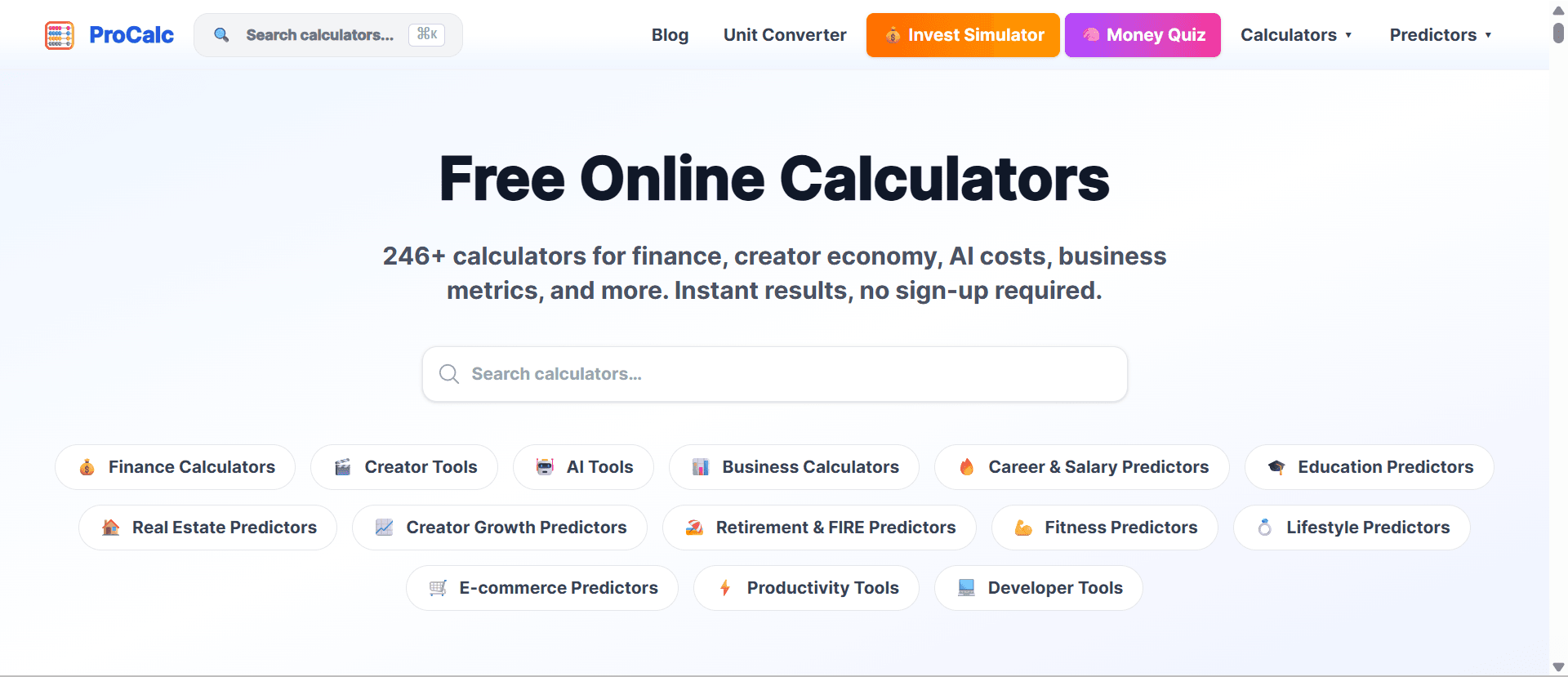 ProCalc product preview for startup listing on Aura++