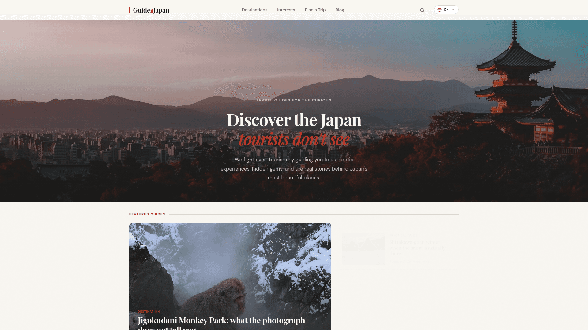 Guid2Japan.com product preview for startup listing on Aura++