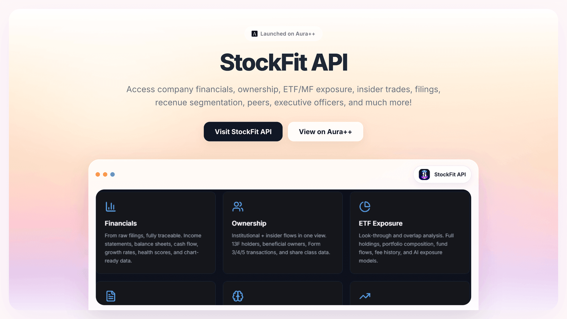 StockFit API launch story featured image on Aura++