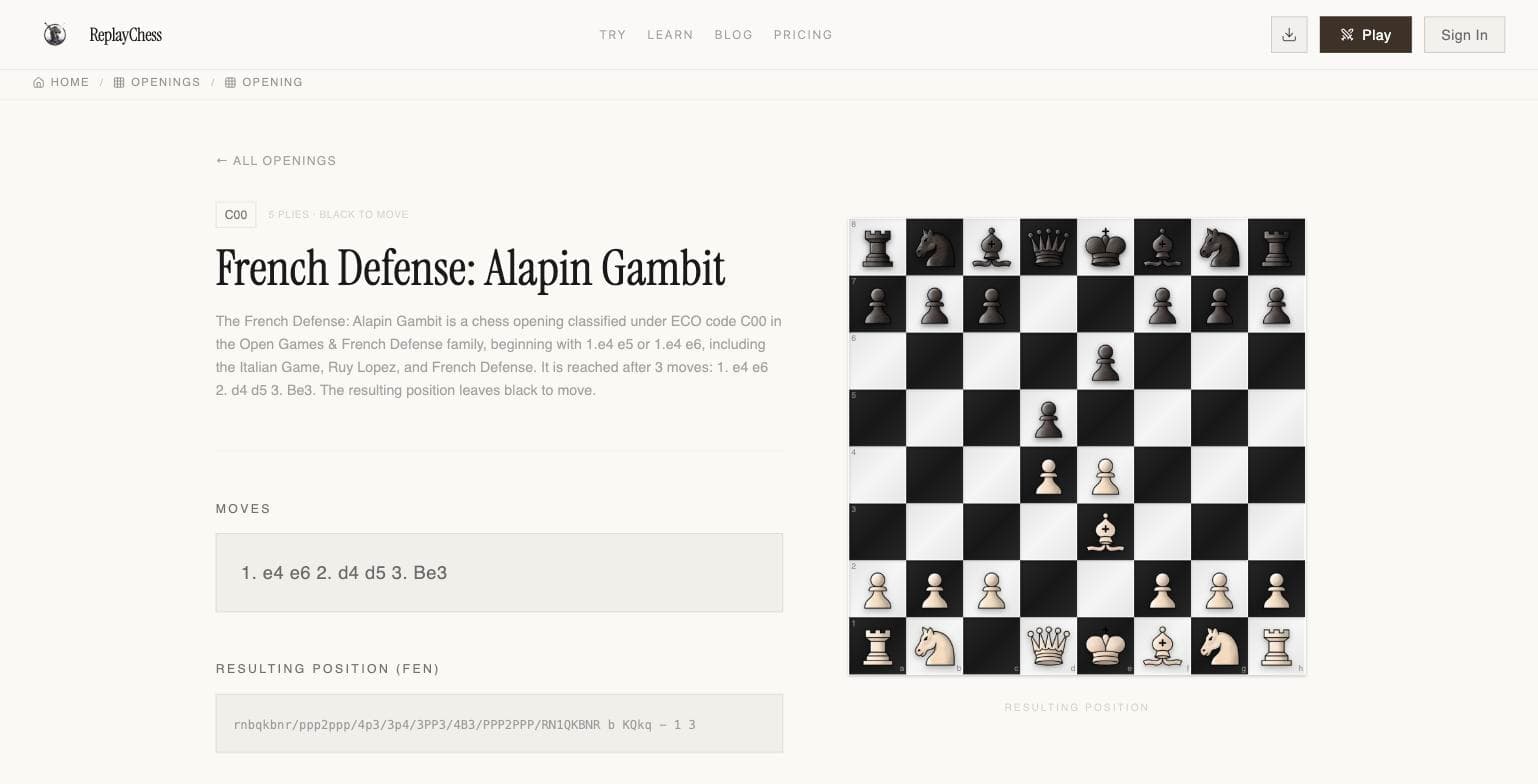 ReplayChess product preview for startup listing on Aura++