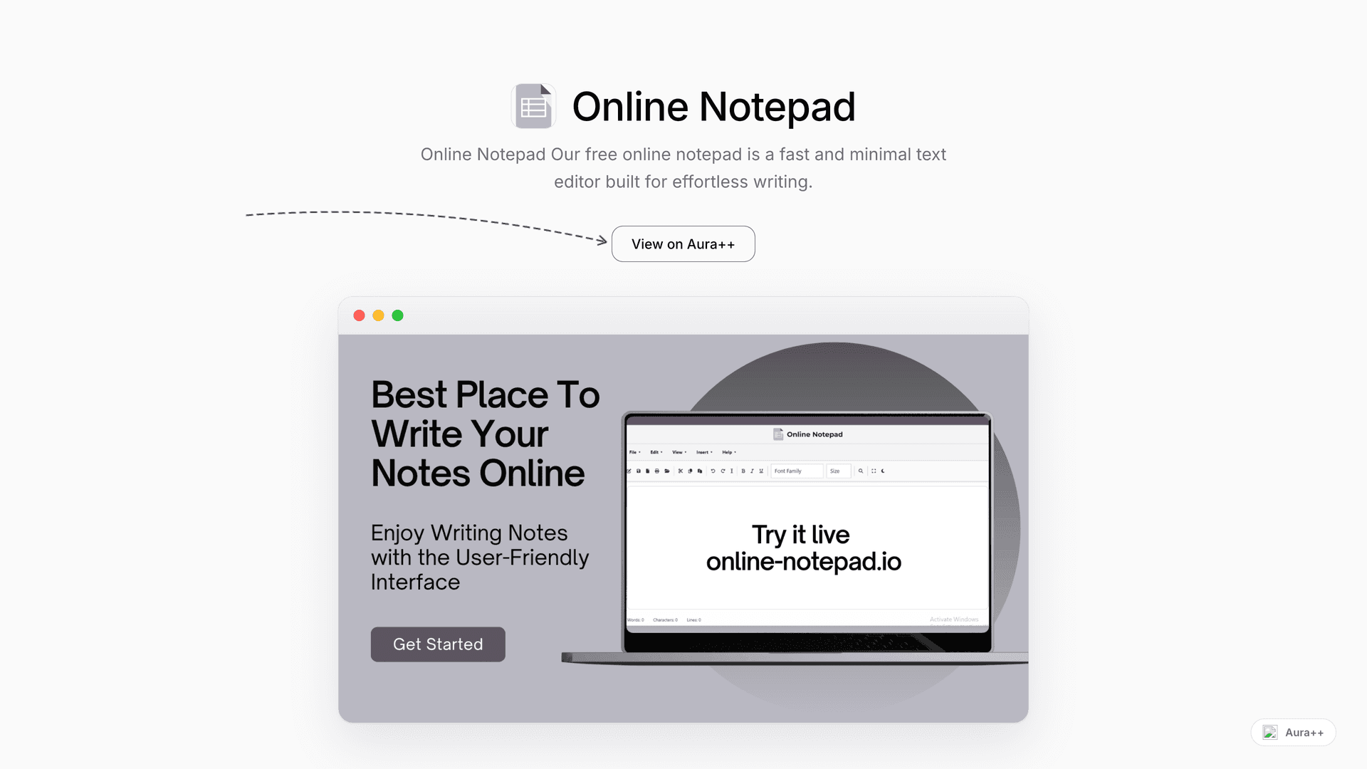 Online Notepad launch story featured image on Aura++