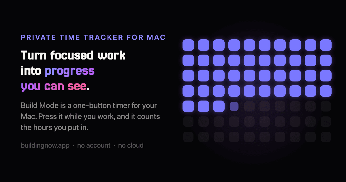 Build Mode for Mac product preview for startup listing on Aura++