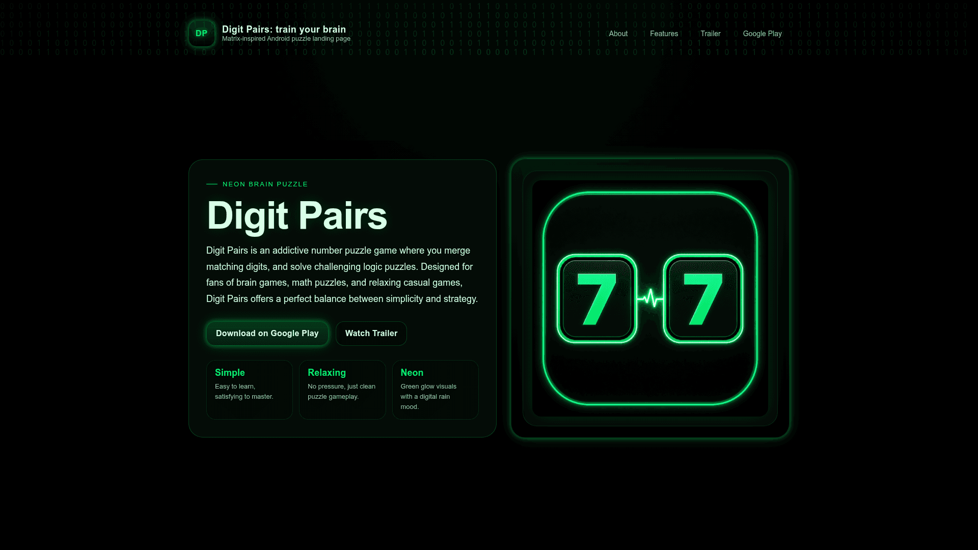 Digit Pairs: Neon Number Puzzle Game