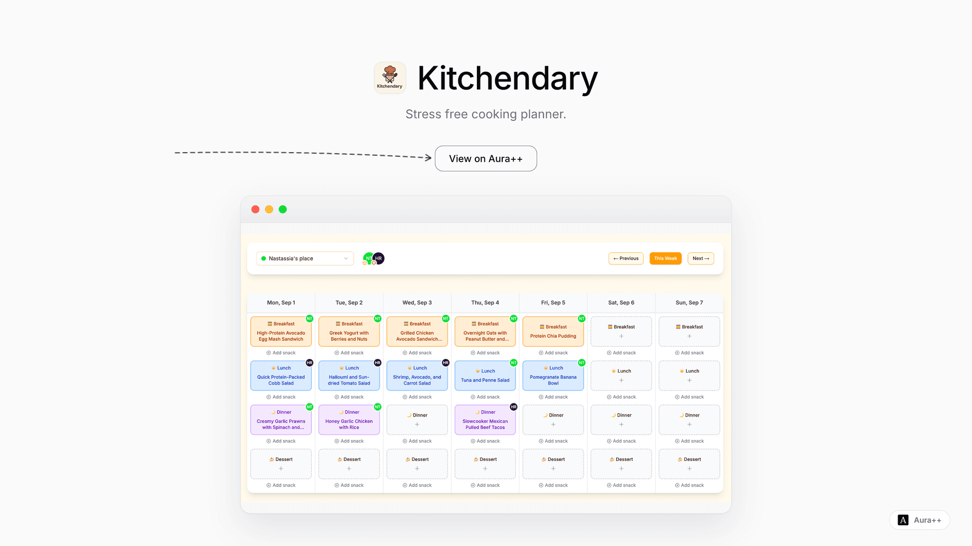 Kitchendary launch story featured image on Aura++