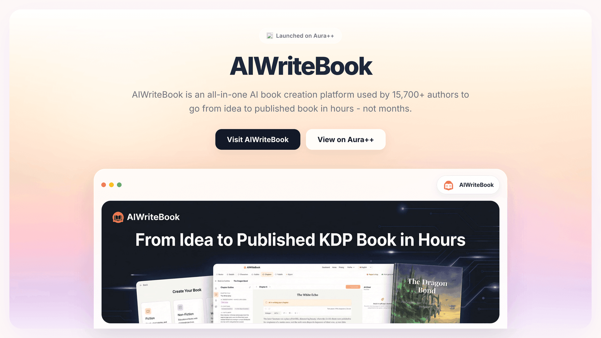 AIWriteBook launch story featured image on Aura++
