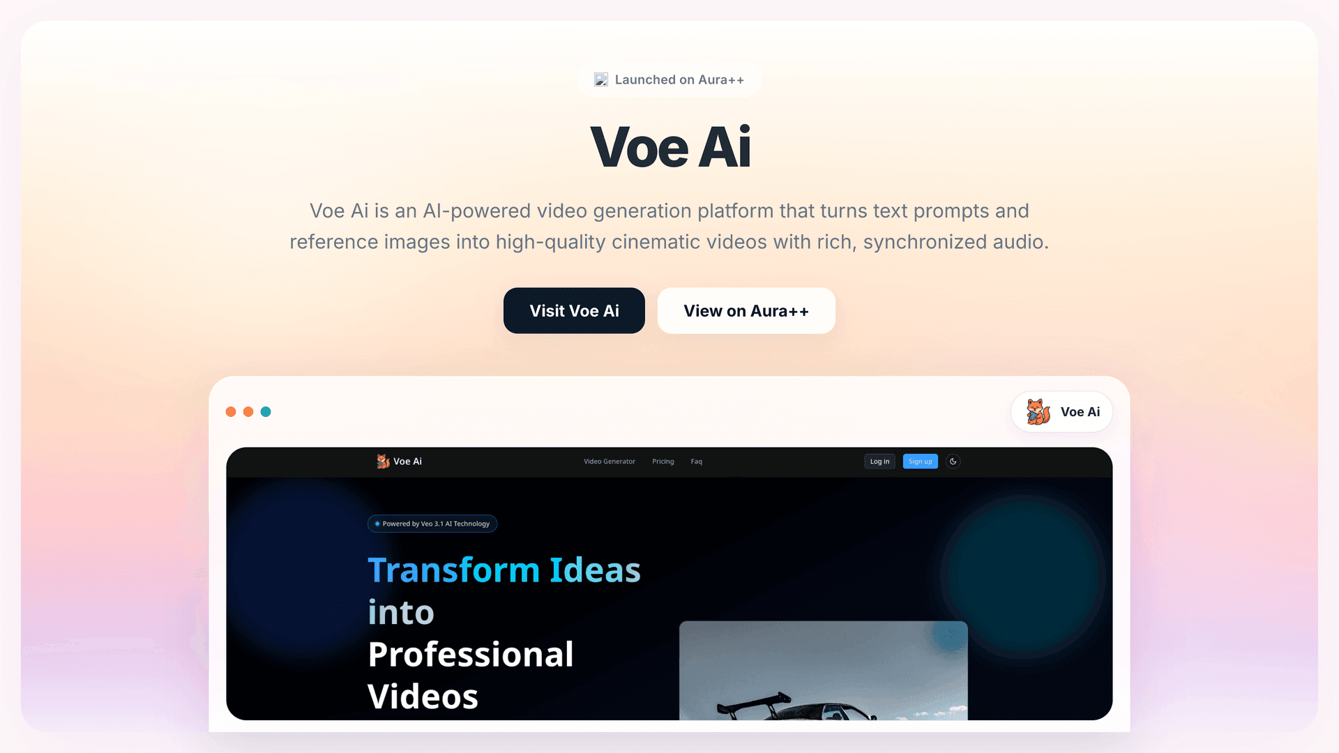 Voe Ai launch story featured image on Aura++