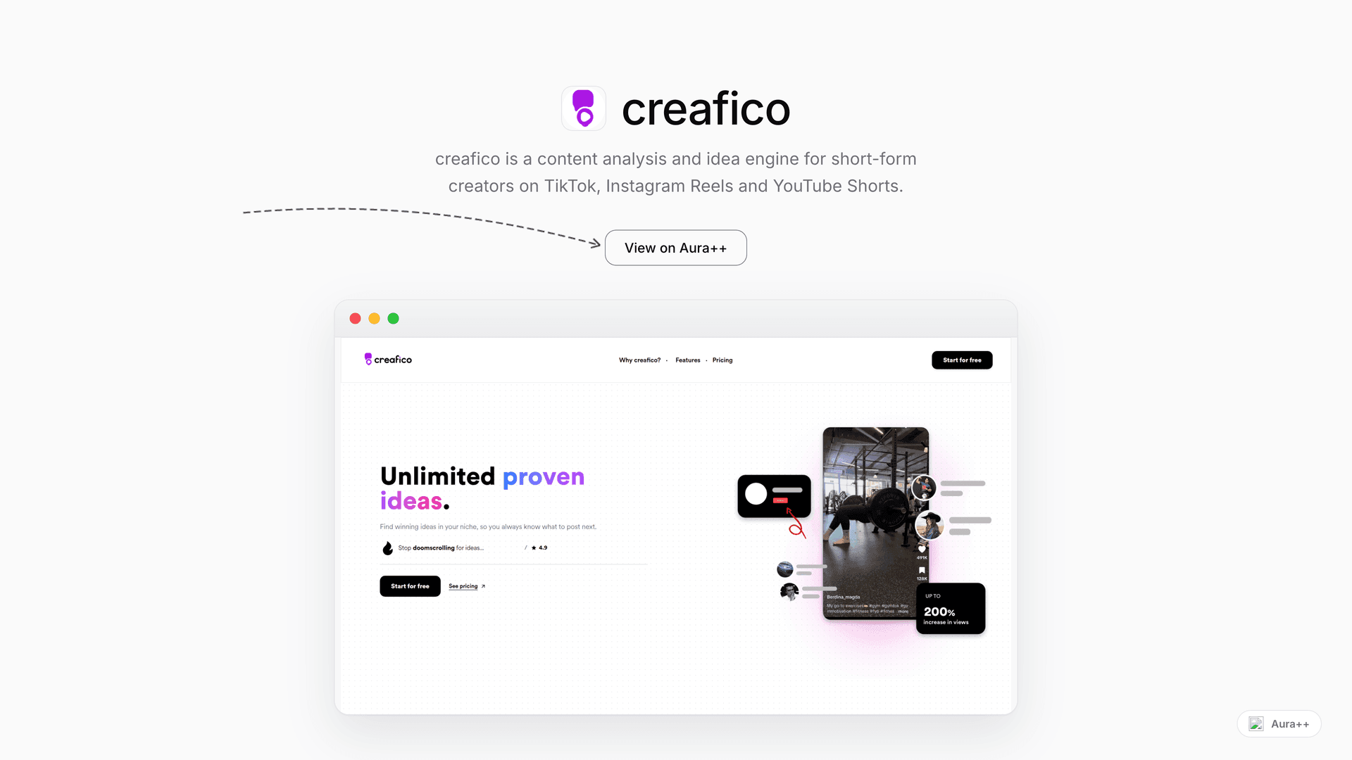 creafico - Content Analysis & Growth Insights launch story featured image on Aura++