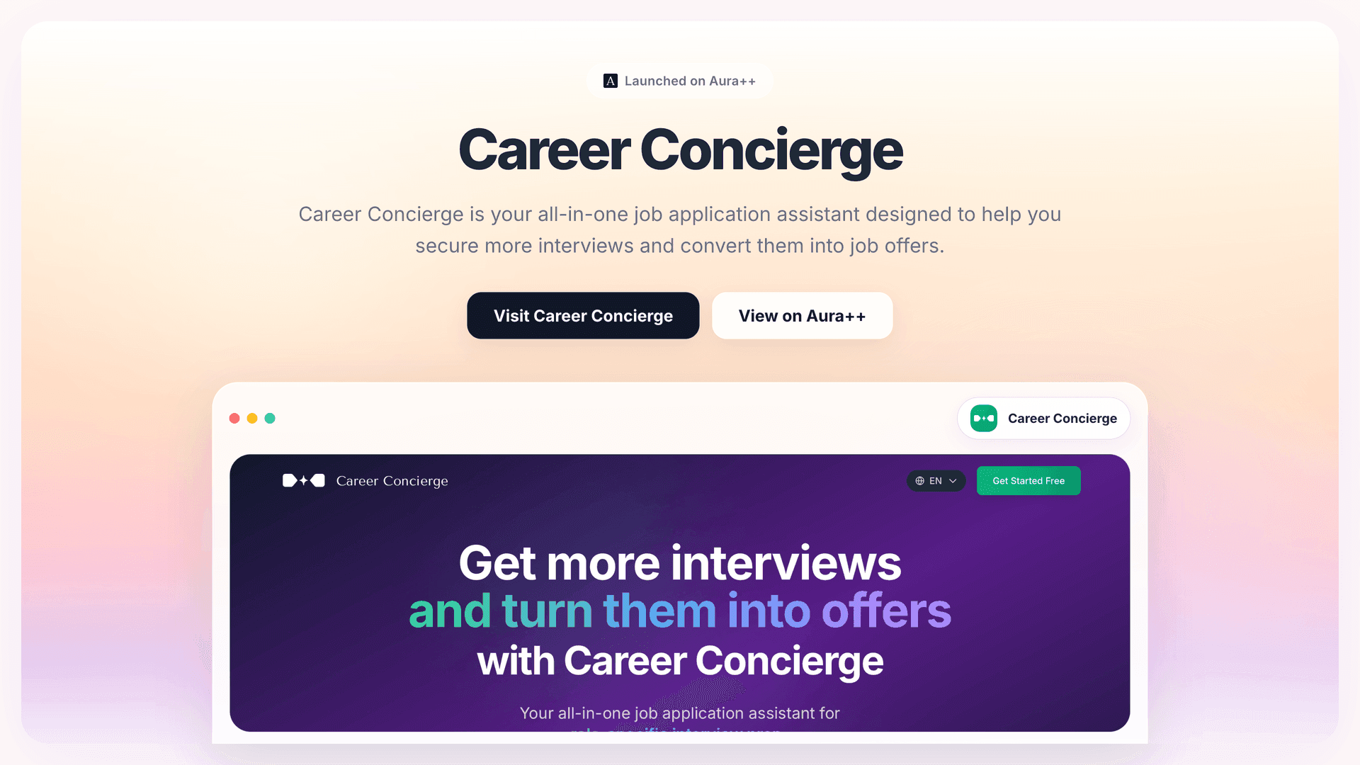 Career Concierge launch story featured image on Aura++