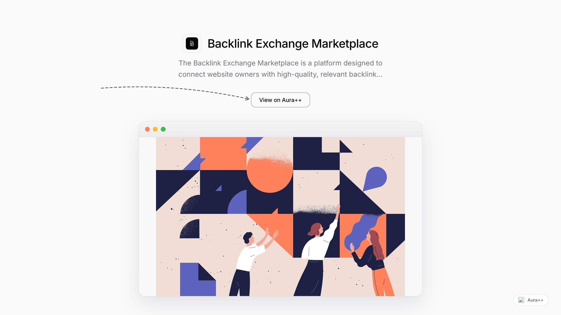 Backlink Exchange Marketplace launch story featured image on Aura++