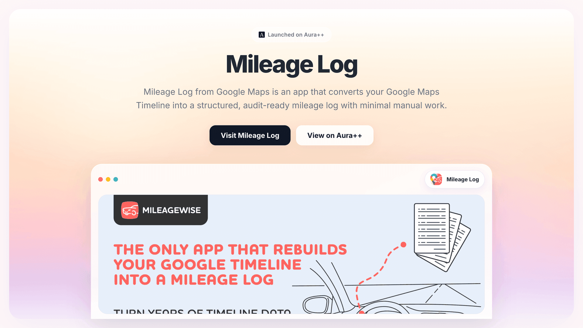 Mileage Log  launch featured image on Aura++