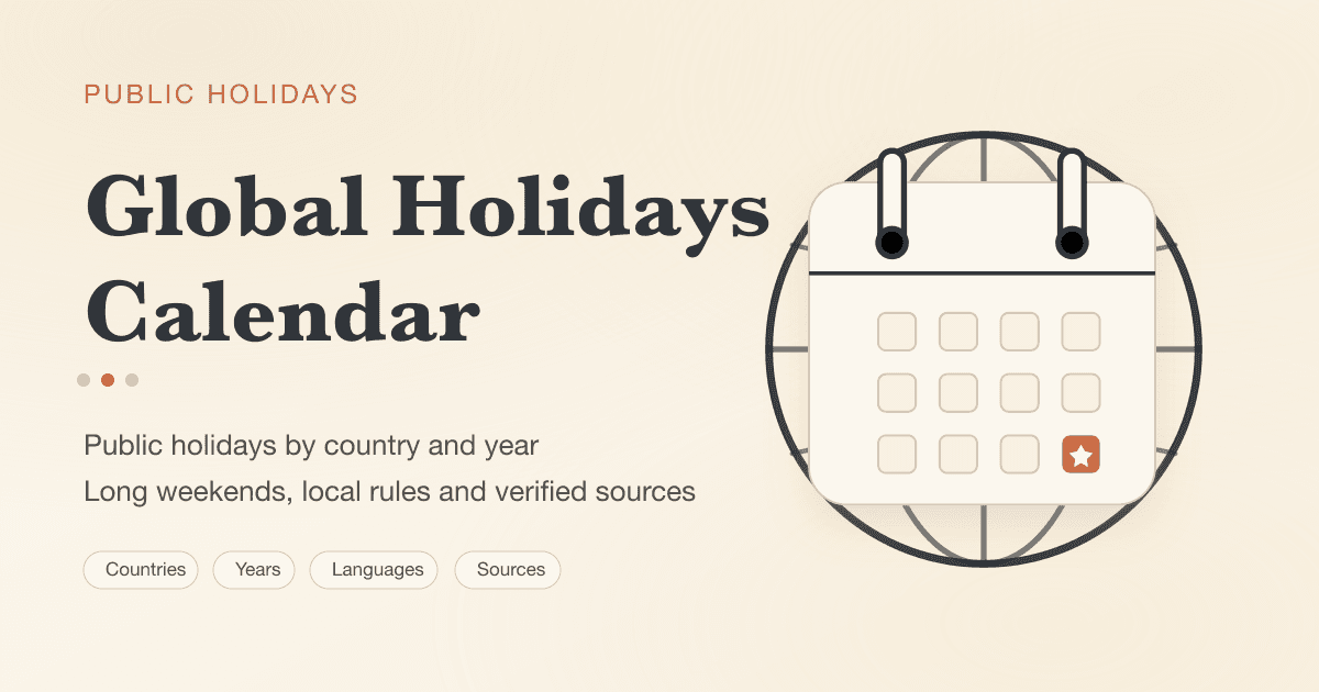 Global Public Holidays Calendar 2025-2027 product preview for startup listing on Aura++