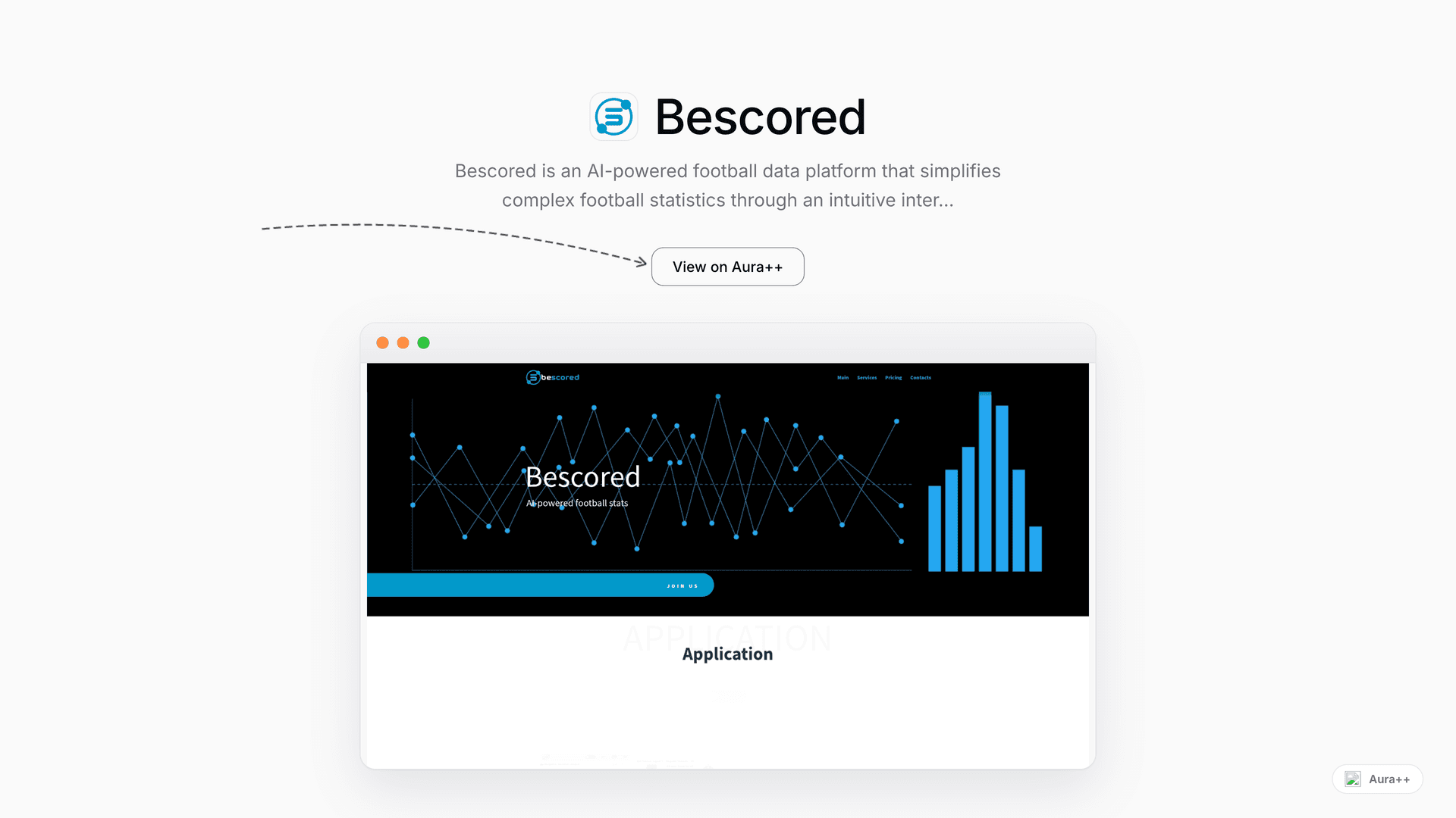 Bescored - AI Football Stats And Analytics Platform launch story featured image on Aura++