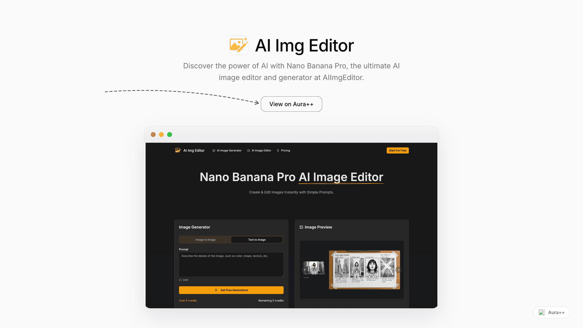 AI Img Editor launch story featured image on Aura++