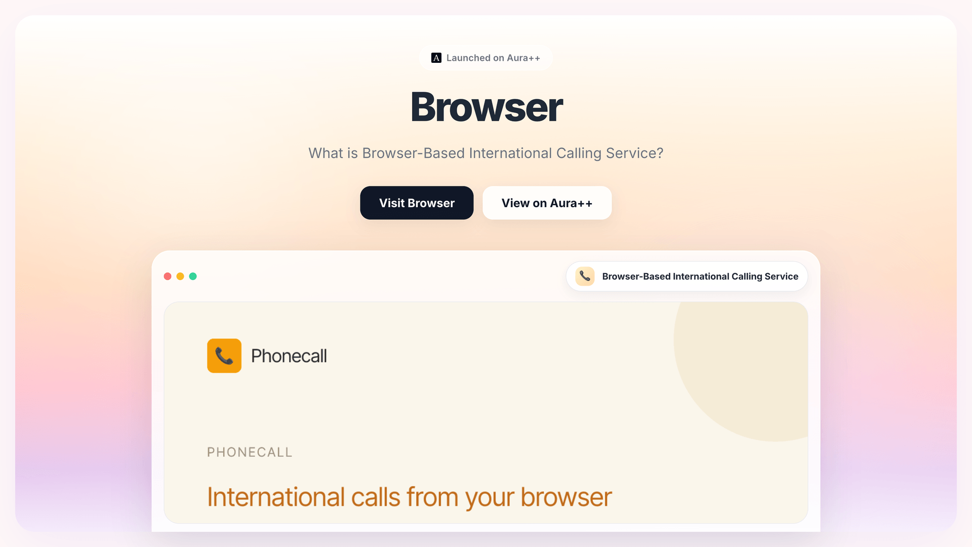 Browser-Based International Calling Service launch featured image on Aura++