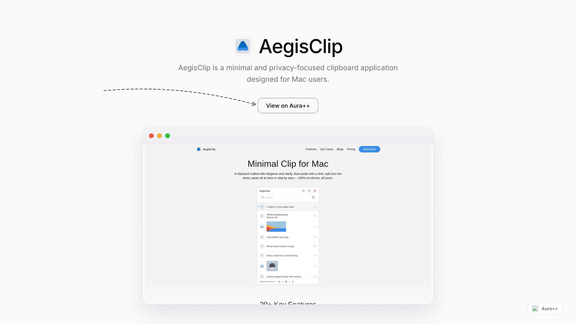 AegisClip - Privacy-first Clipboard for Mac launch story featured image on Aura++