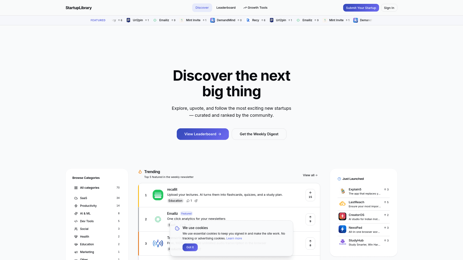 StartupLibrary: Startup Growth & Toolkit Platform