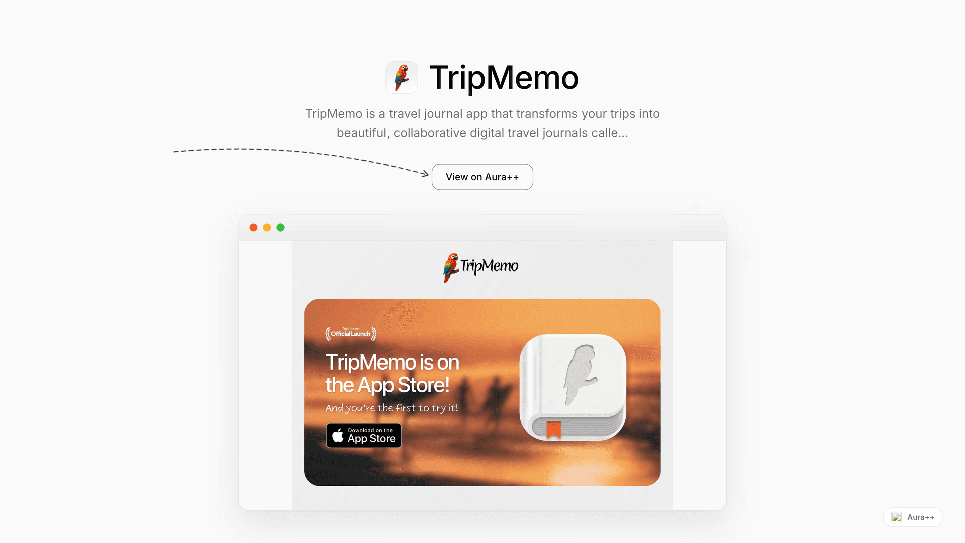 TripMemo launch story featured image on Aura++