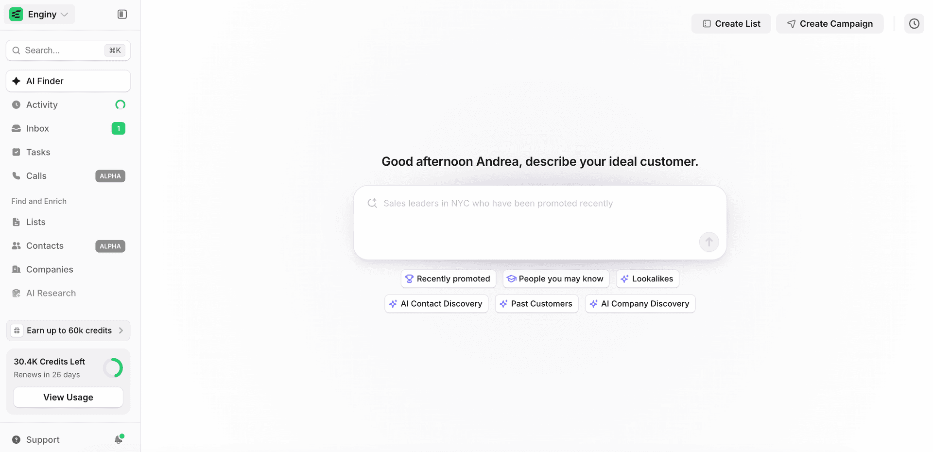 Enginy product preview for startup listing on Aura++