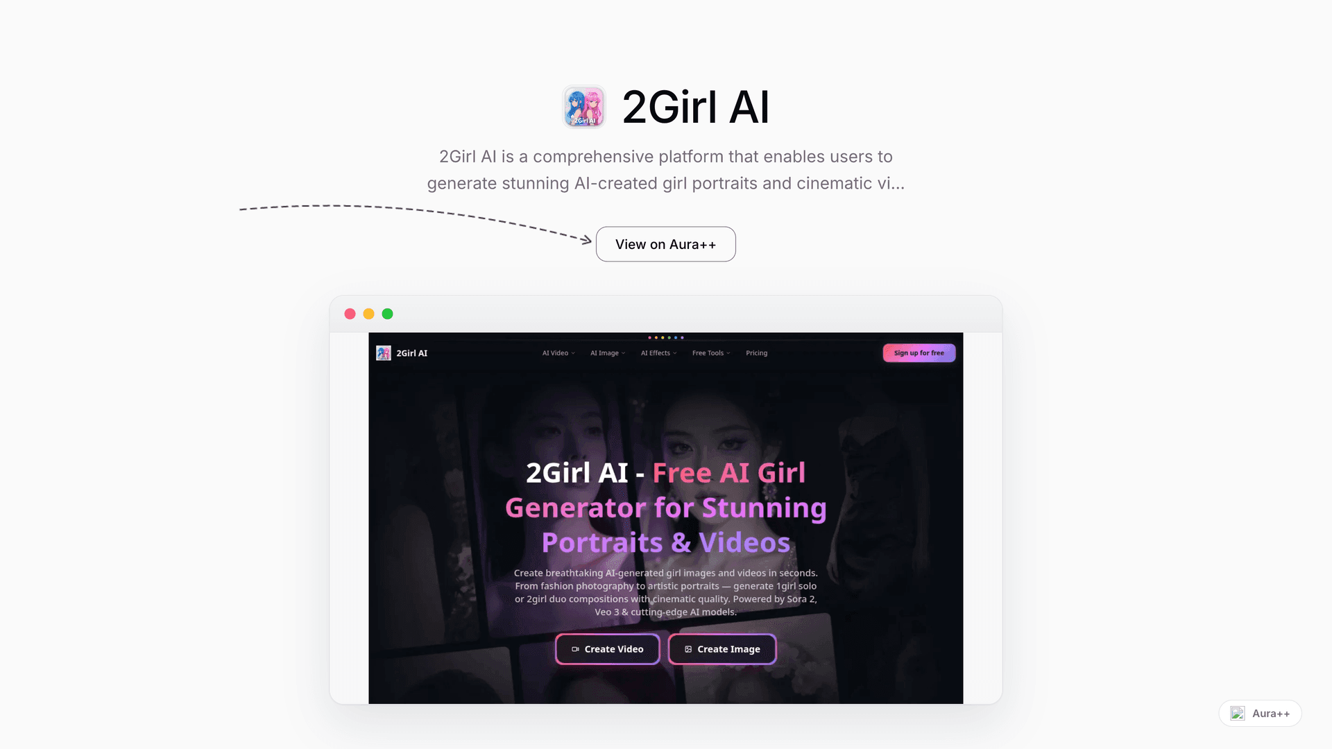 2Girl AI launch story featured image on Aura++