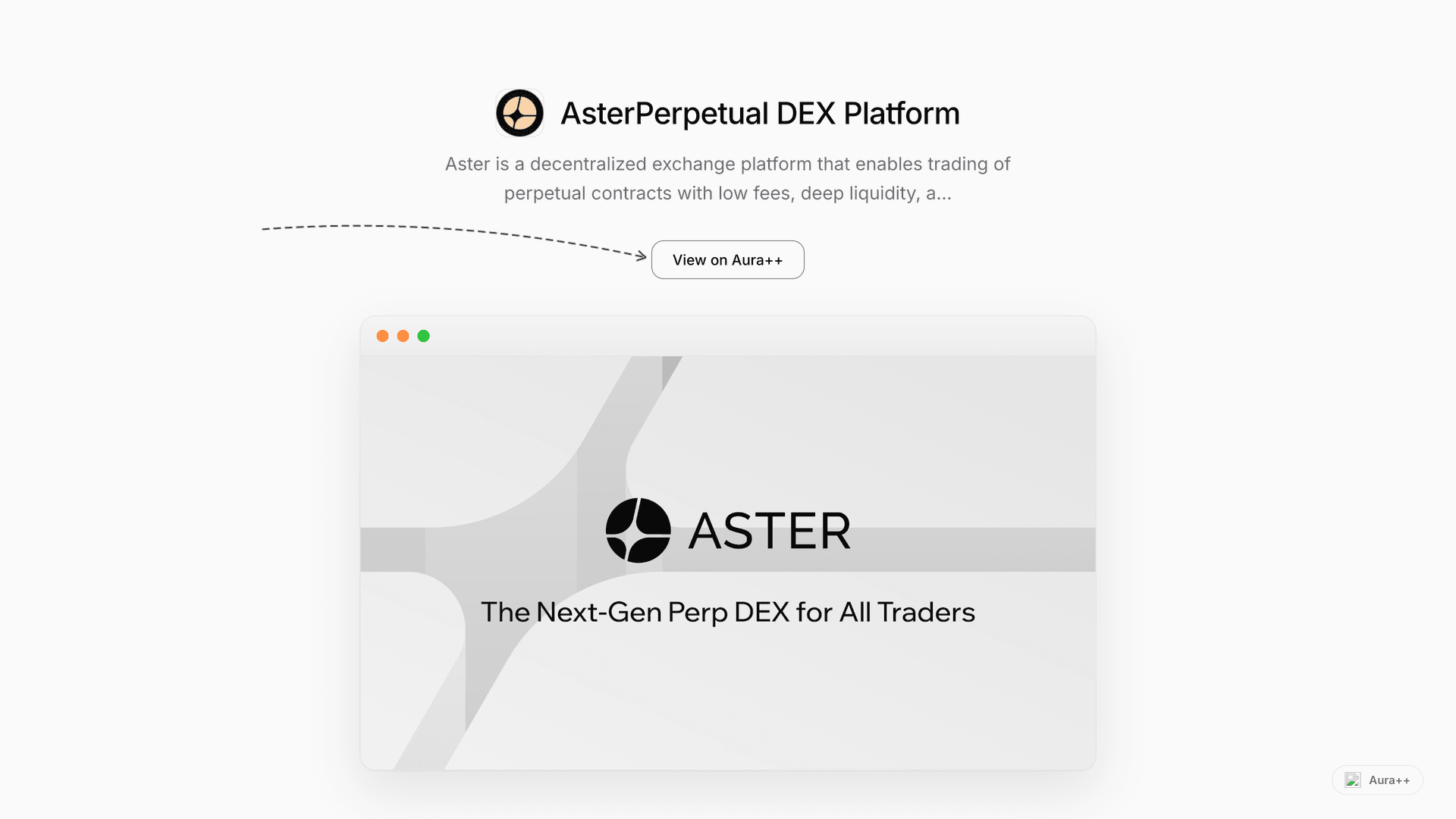 AsterPerpetual DEX Platform launch story featured image on Aura++
