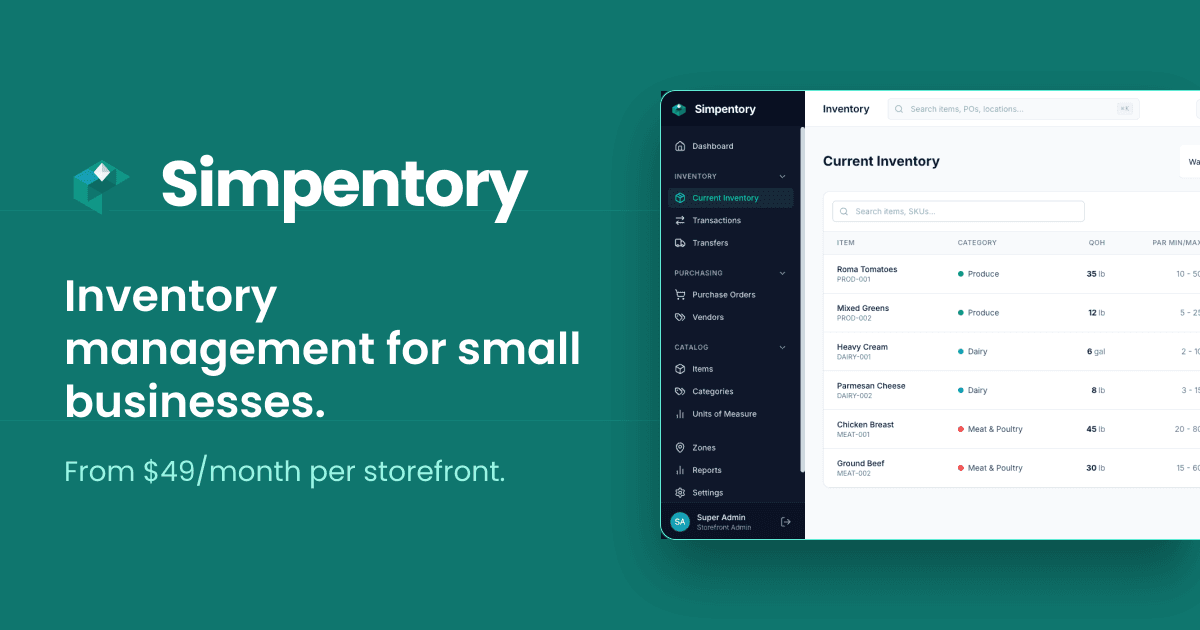 Simpentory Inventory Management