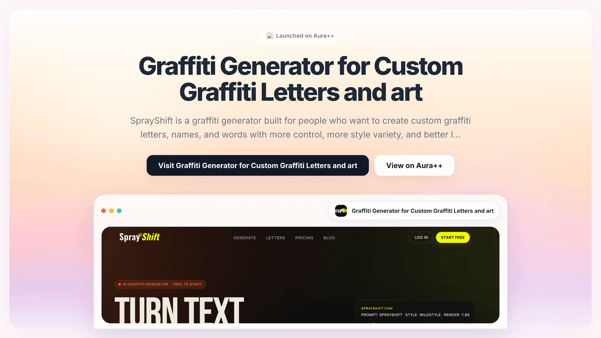 Graffiti Generator for Custom Graffiti Letters and art launch featured image on Aura++