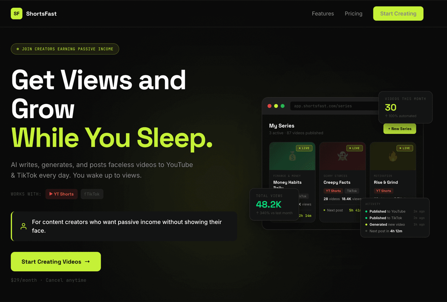 ShortsFast product preview for startup listing on Aura++