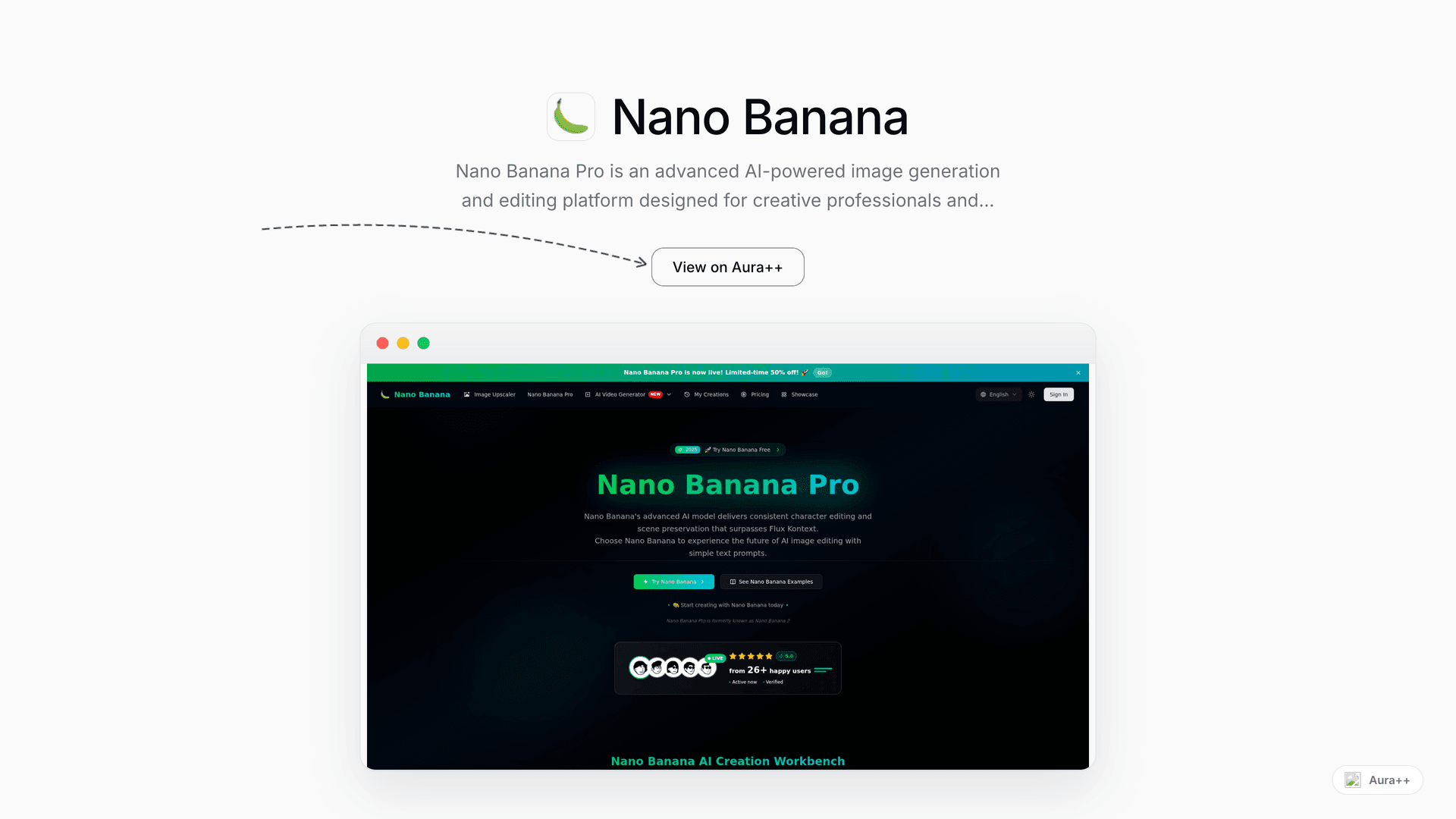 Nano Banana launch story featured image on Aura++