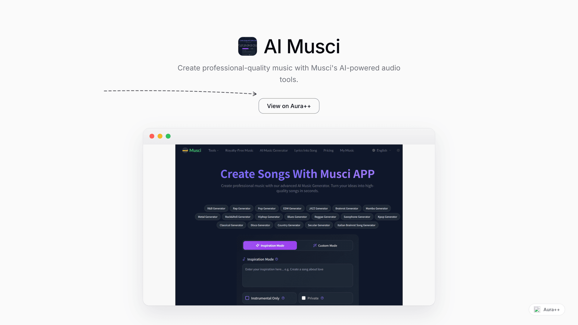 AI Musci launch story featured image on Aura++