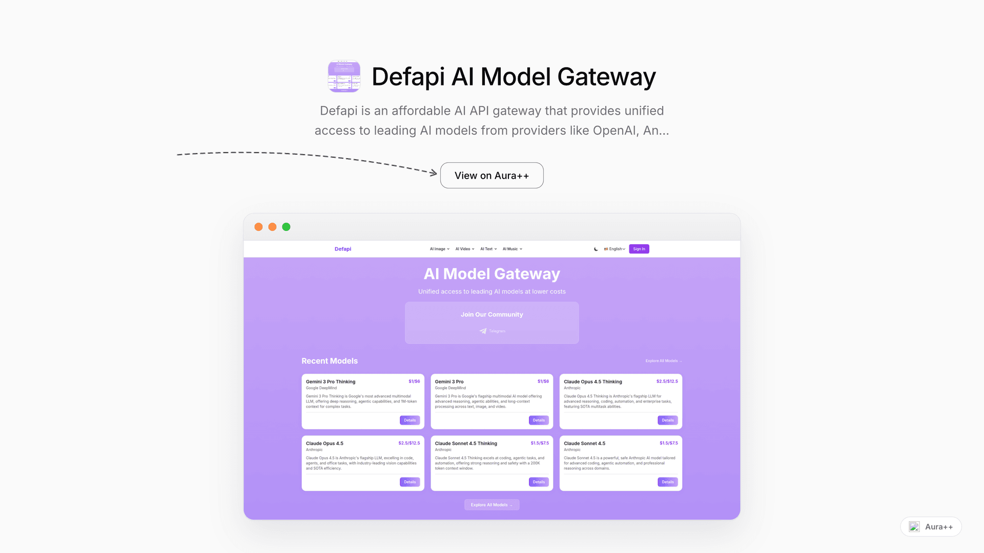 Defapi AI Model Gateway launch story featured image on Aura++