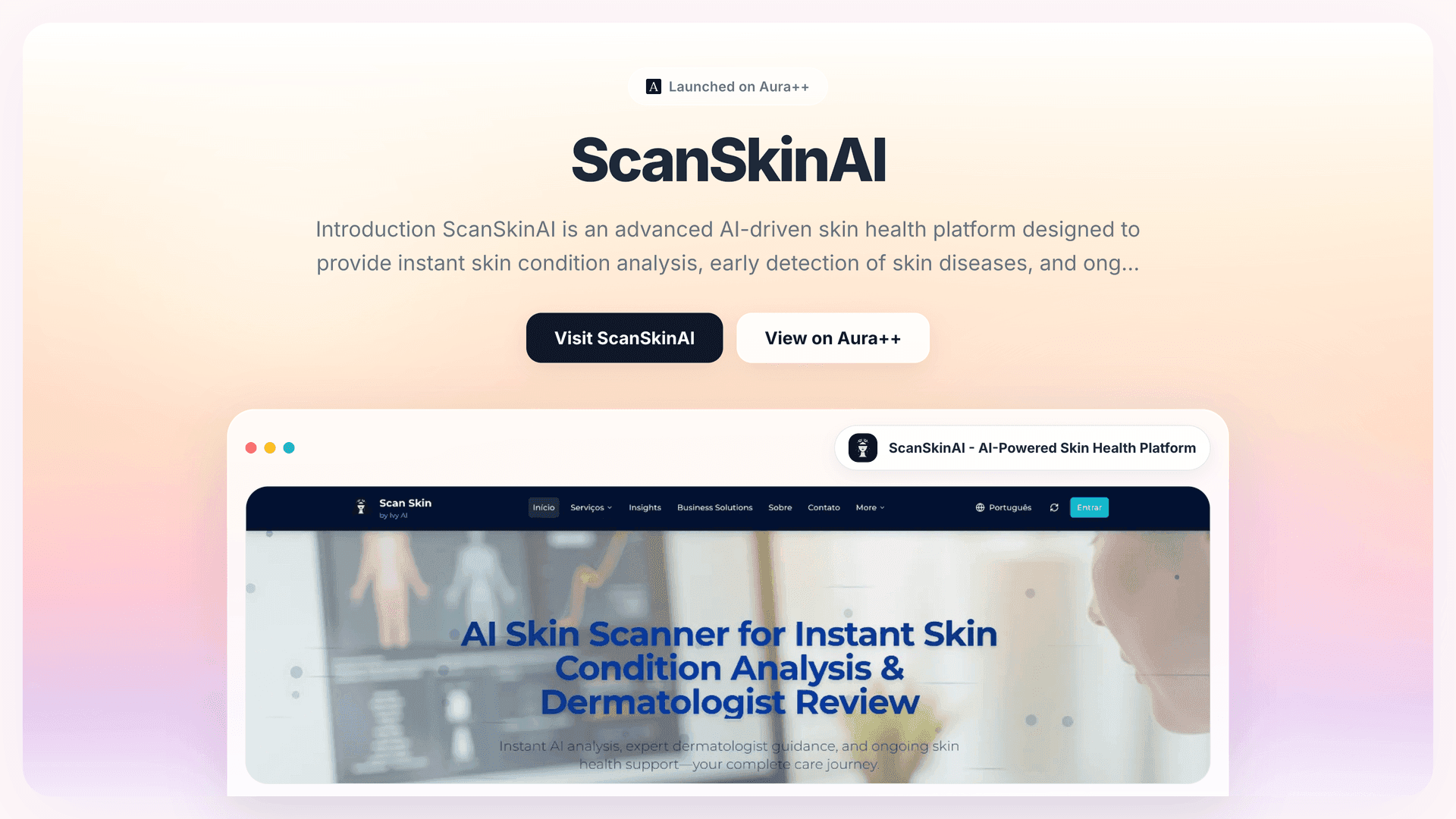 ScanSkinAI - AI-Powered Skin Health Platform launch story featured image on Aura++