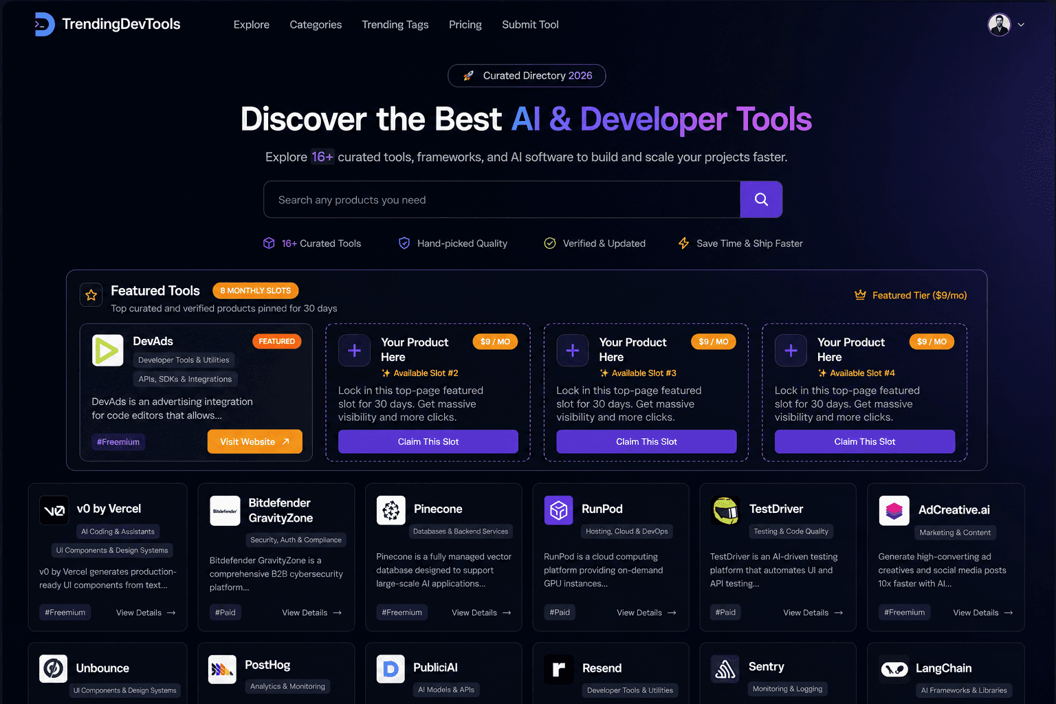 trendingdevtools product preview for startup listing on Aura++