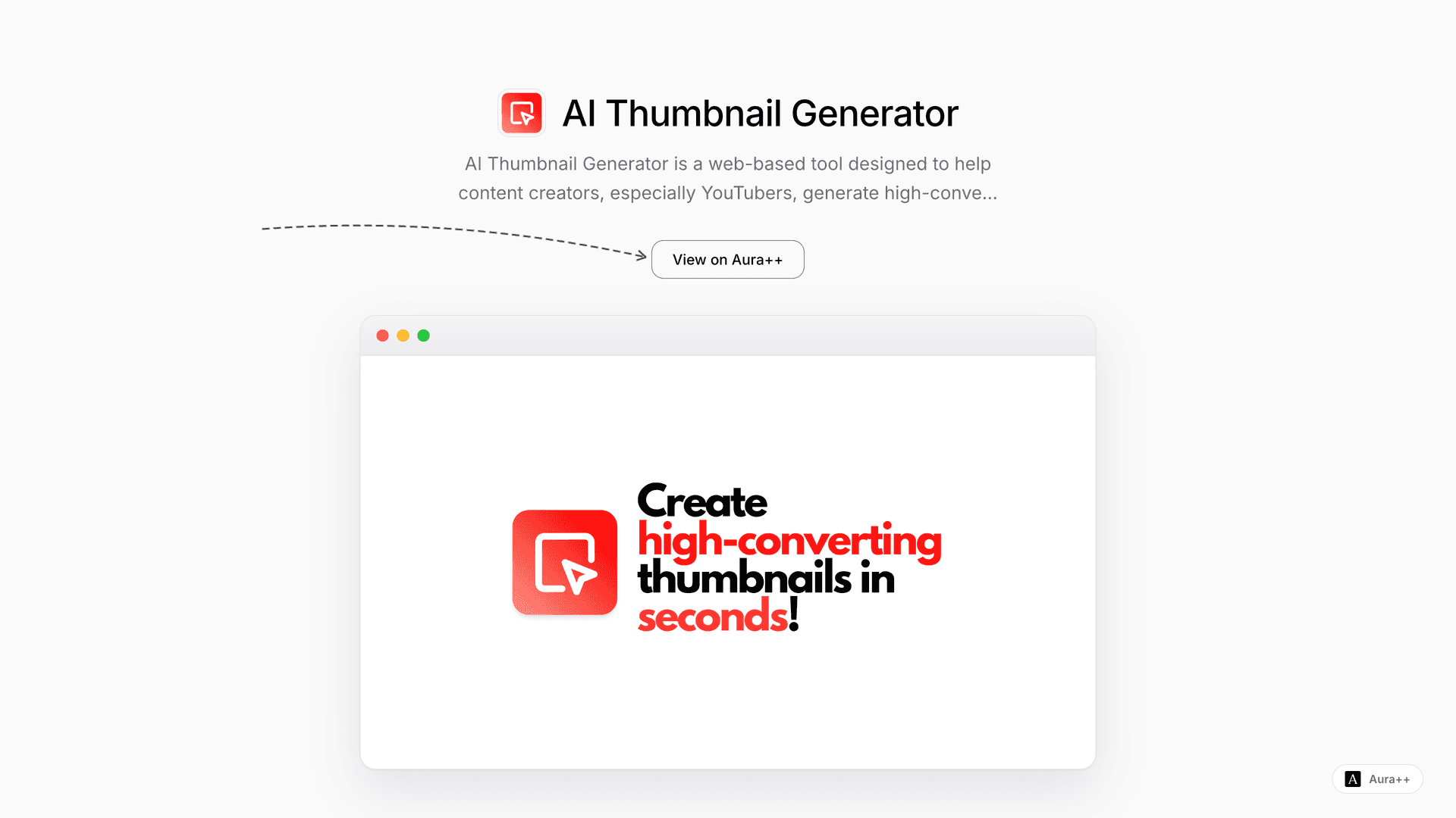 AI Thumbnail Generator launch story featured image on Aura++