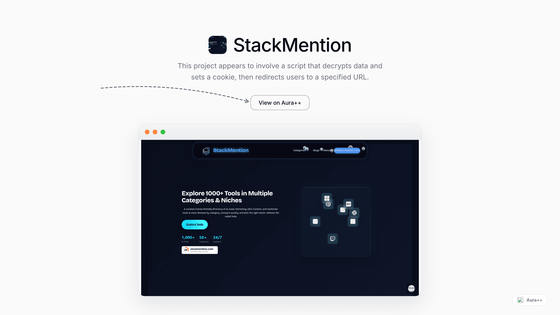StackMention launch story featured image on Aura++