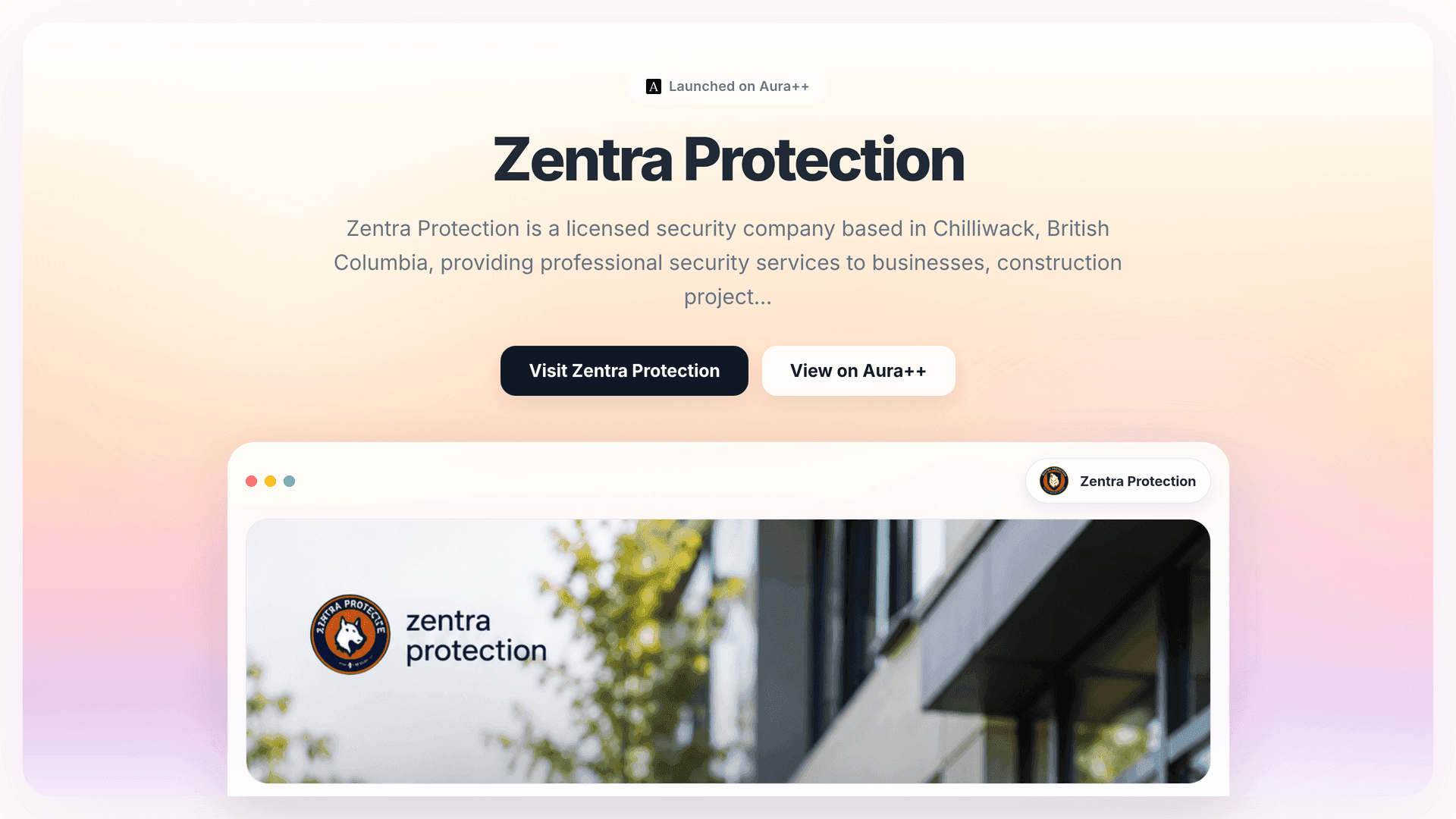 Zentra Protection launch story featured image on Aura++