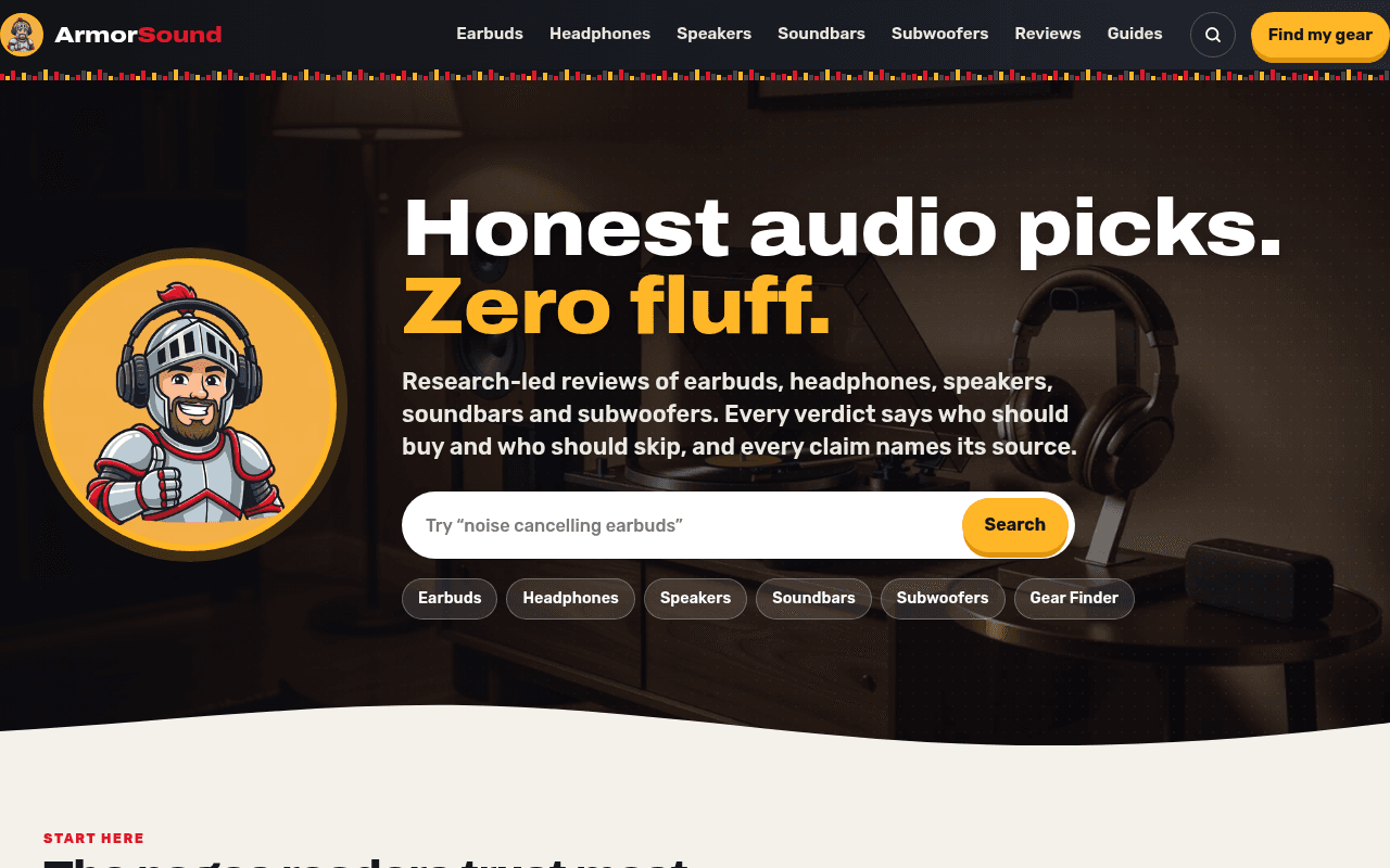 ArmorSound product preview for startup listing on Aura++
