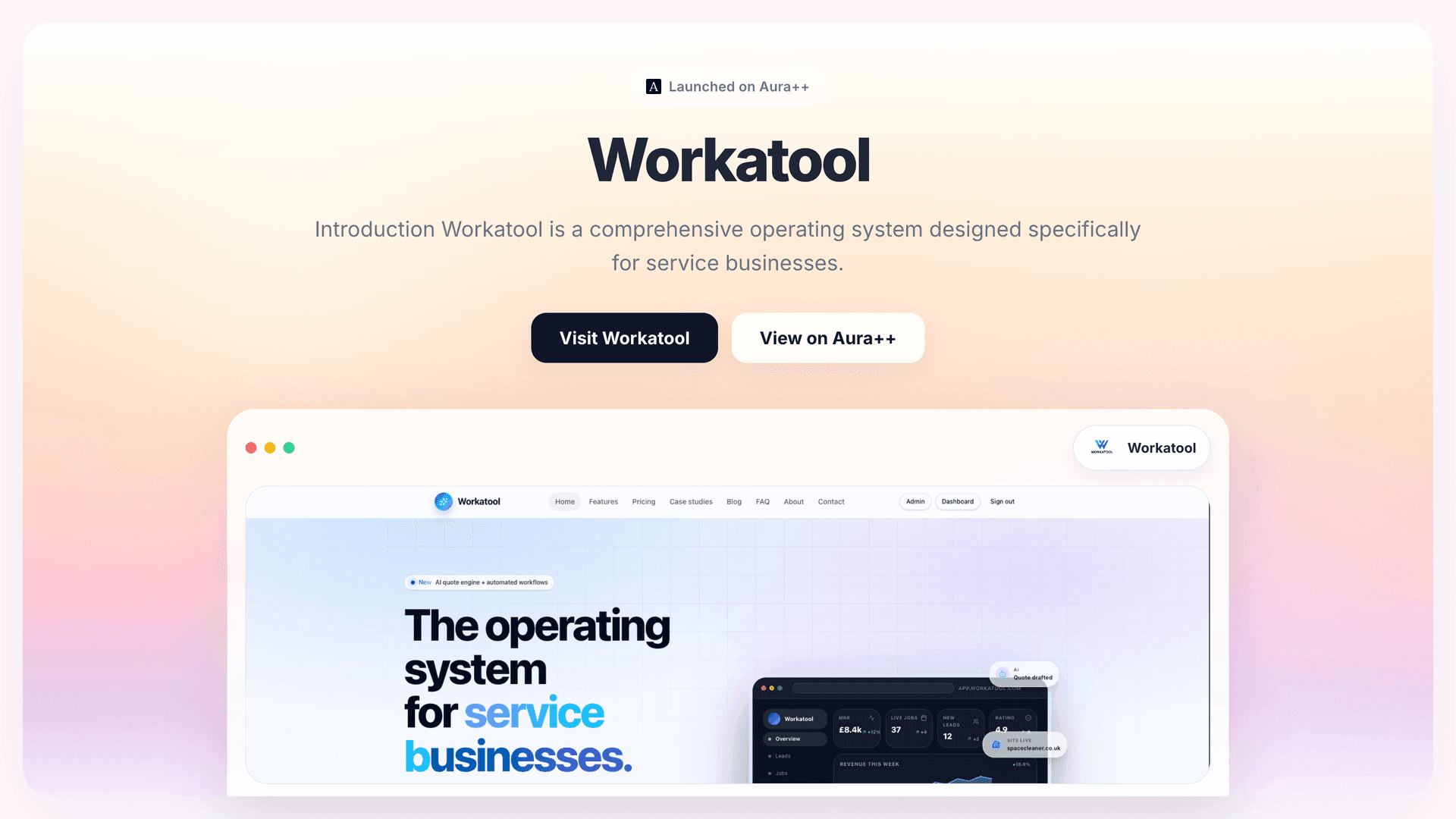 Workatool launch story featured image on Aura++