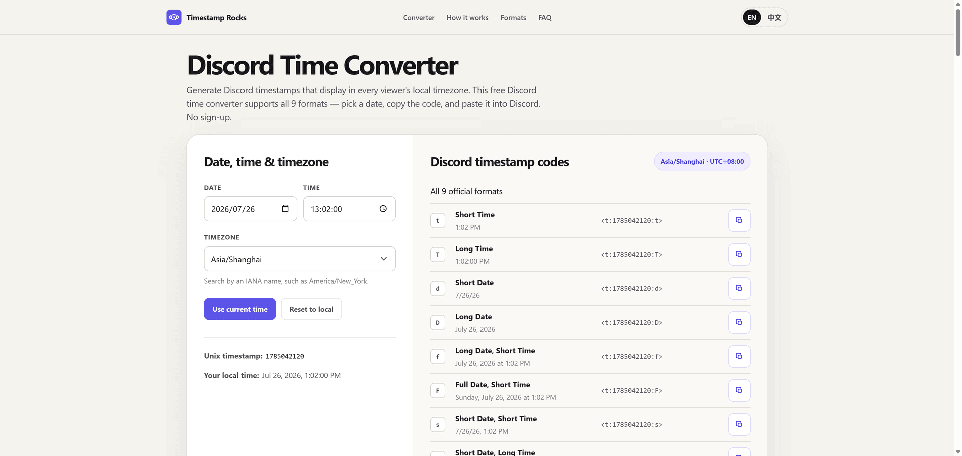 Timestamp Rocks product preview for startup listing on Aura++