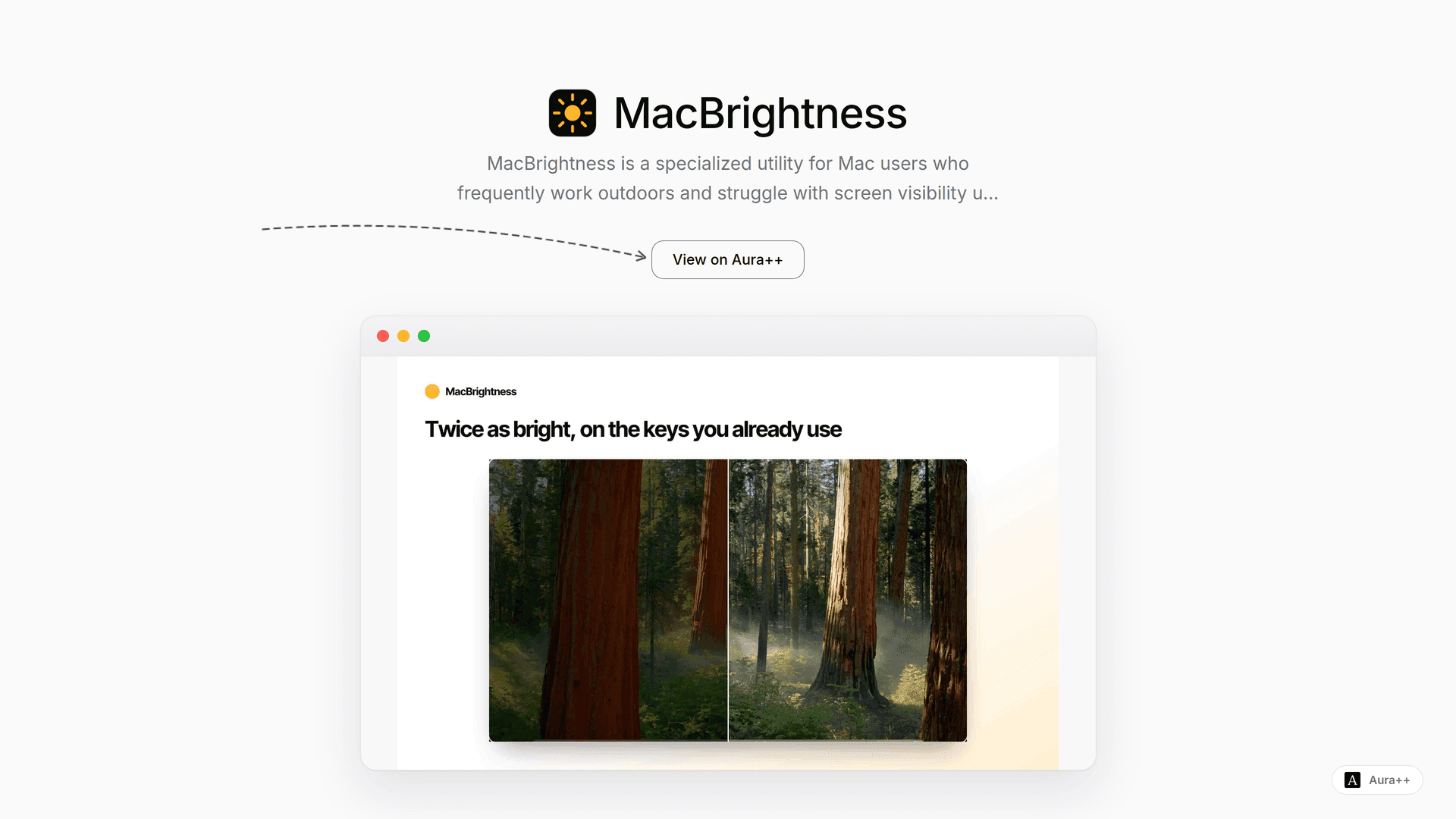 MacBrightness launch story featured image on Aura++