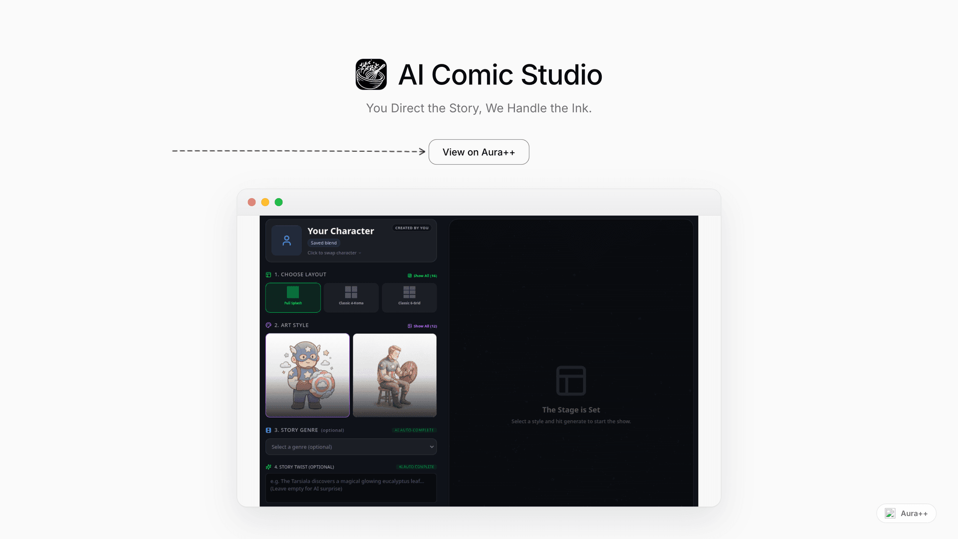 AI Comic Studio: Turn Ideas into Manga Pages Instantly with Consistent Characters launch story featured image on Aura++