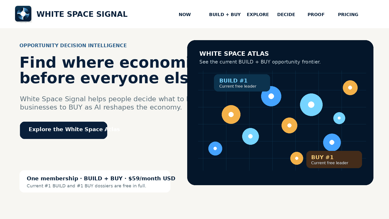 Opportunity Decision Intelligence Platform product preview for startup listing on Aura++