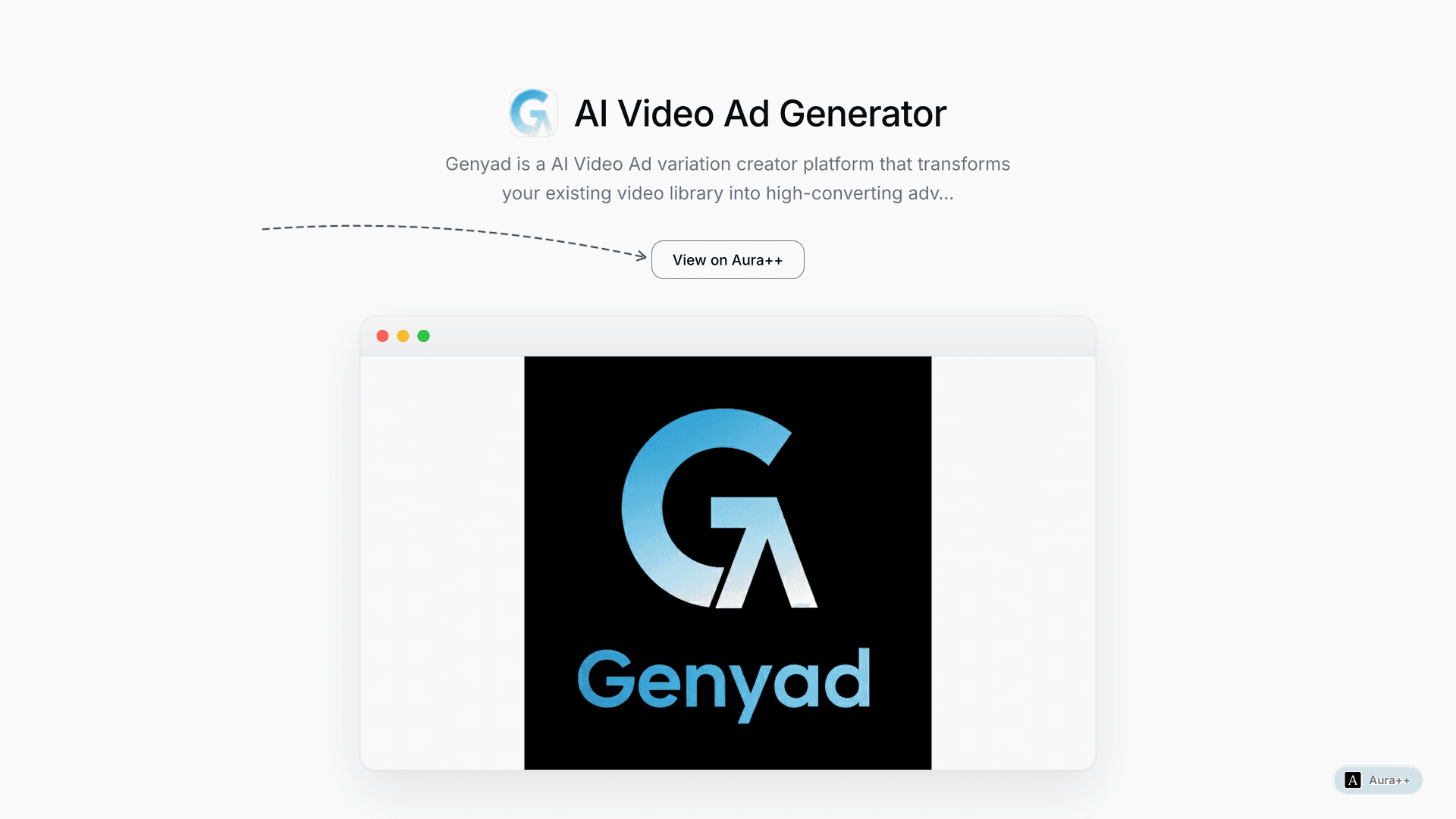 AI Video Ad Generator launch story featured image on Aura++