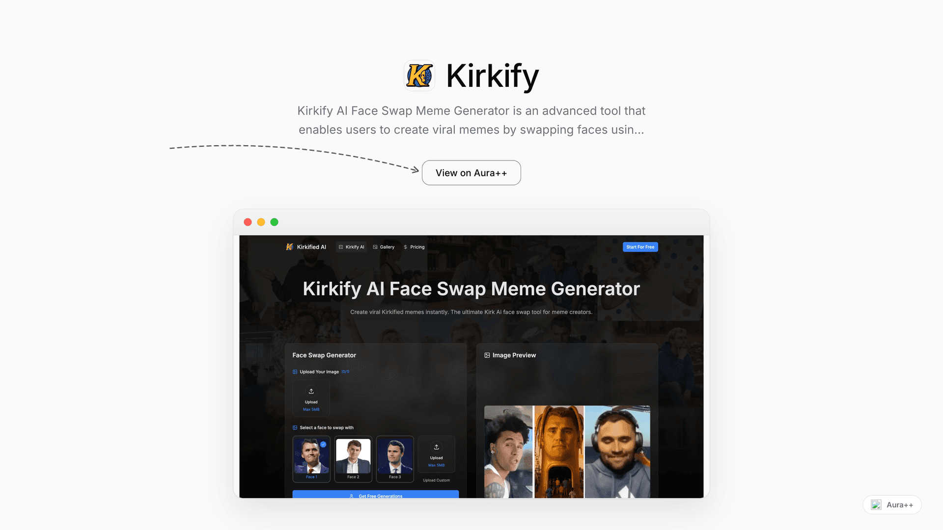 Kirkify launch story featured image on Aura++