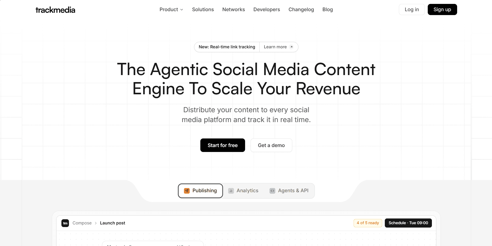 TrackMedia product preview for startup listing on Aura++
