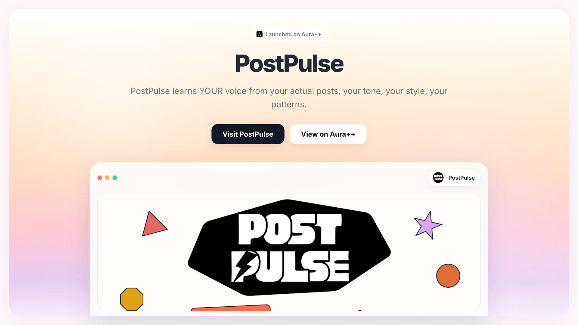PostPulse launch story featured image on Aura++