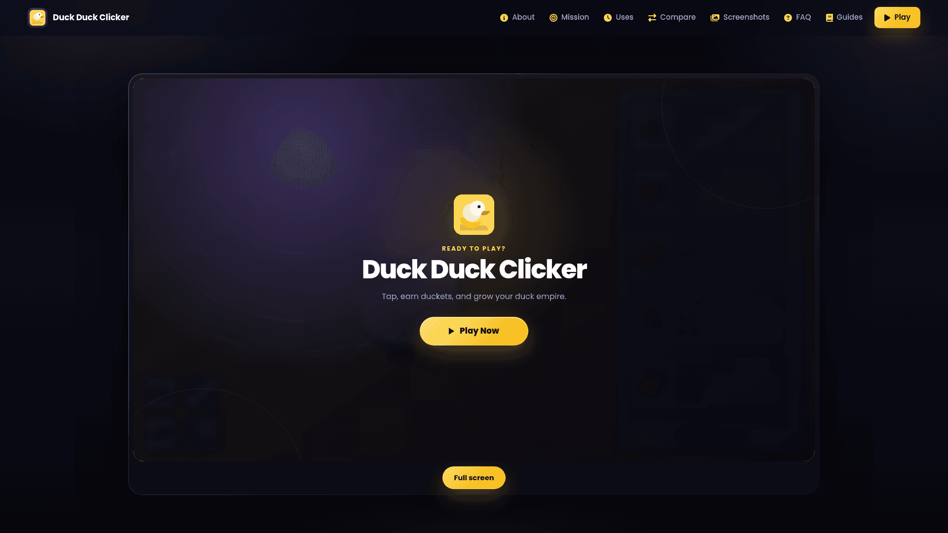 Duck Duck Clicker product preview for startup listing on Aura++