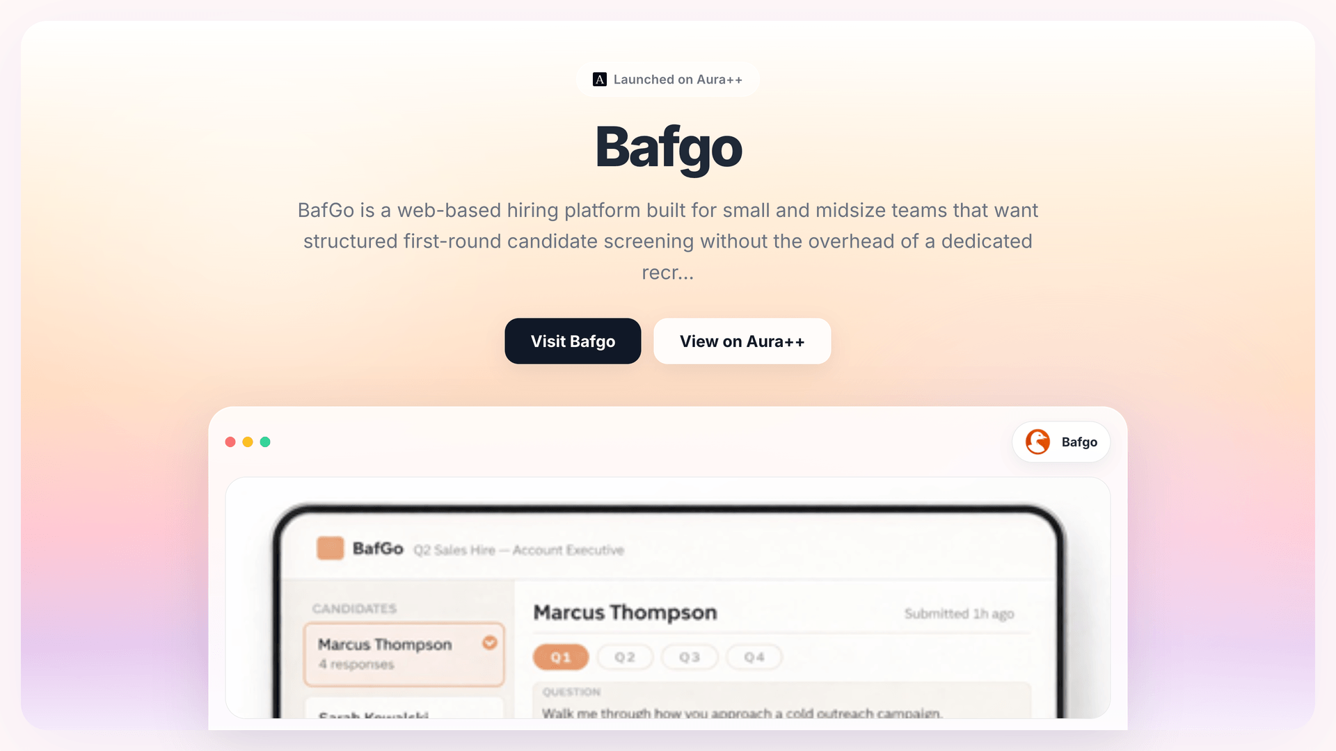 Bafgo launch featured image on Aura++