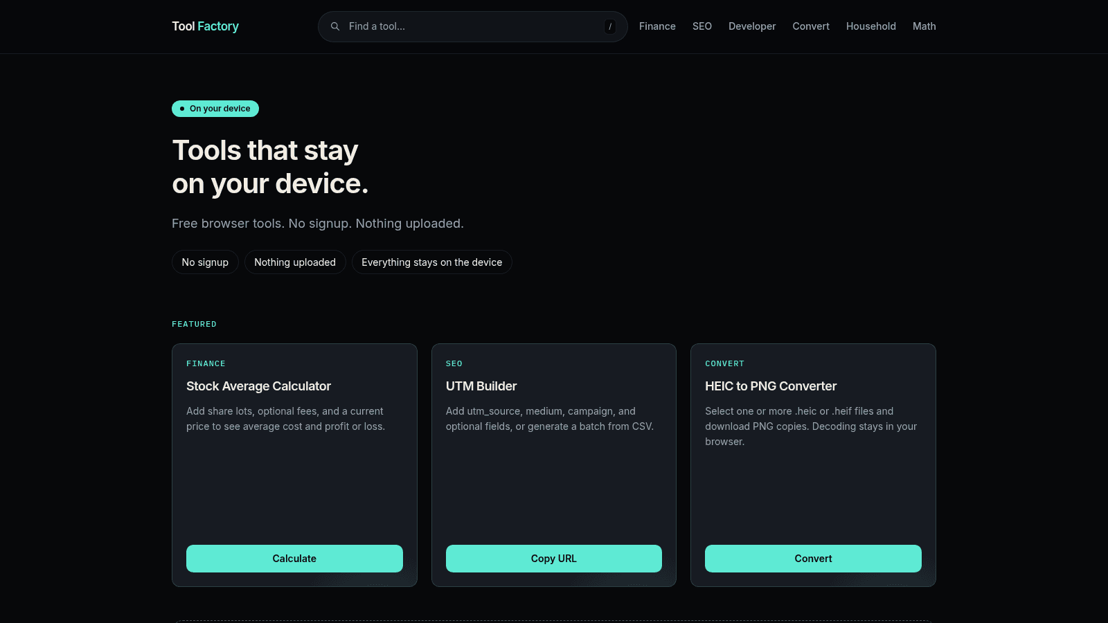 Tool Factory product preview for startup listing on Aura++