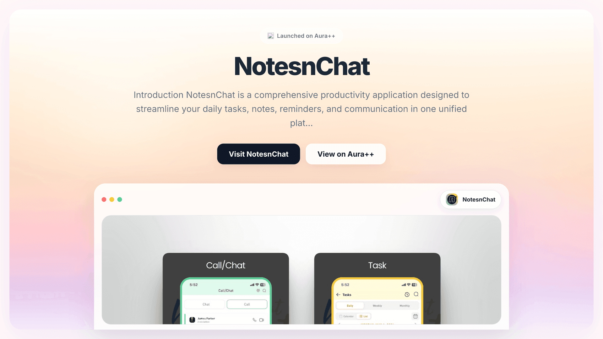 NotesnChat launch story featured image on Aura++