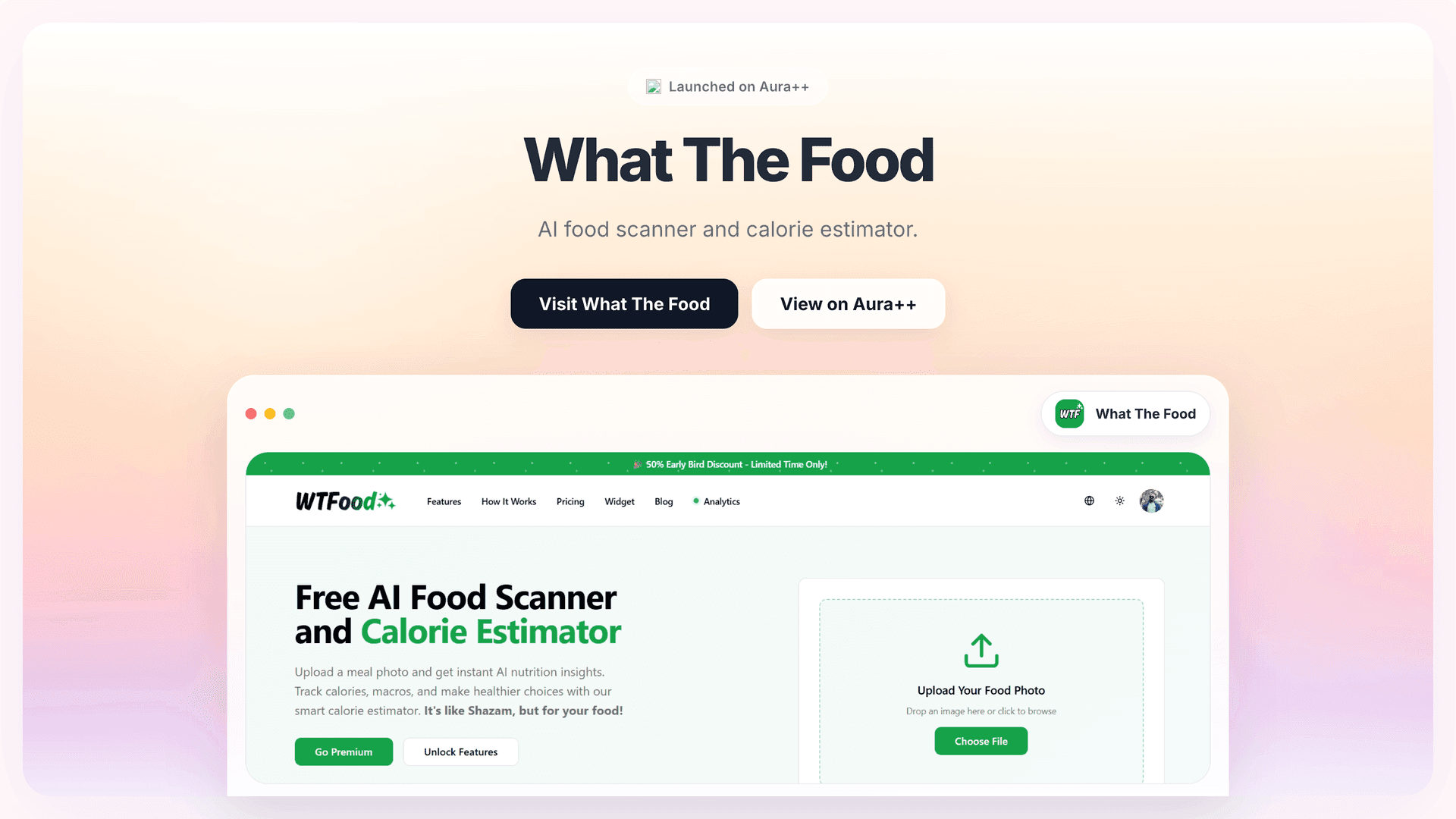 What The Food launch featured image on Aura++